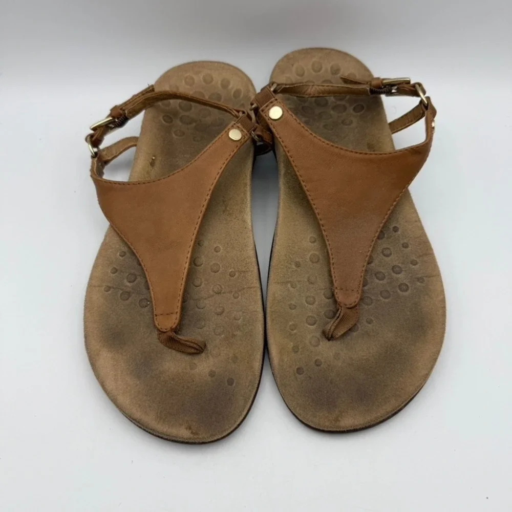 Vionic Kirra Sandals Thong Adjustable Buckle Comfort Brown‎ Womens Size 8